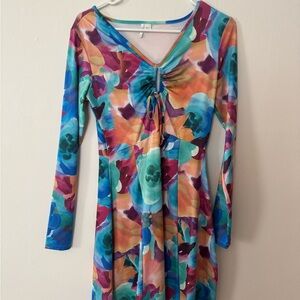 Only Multicolor Dress with Blue and Orange Accents